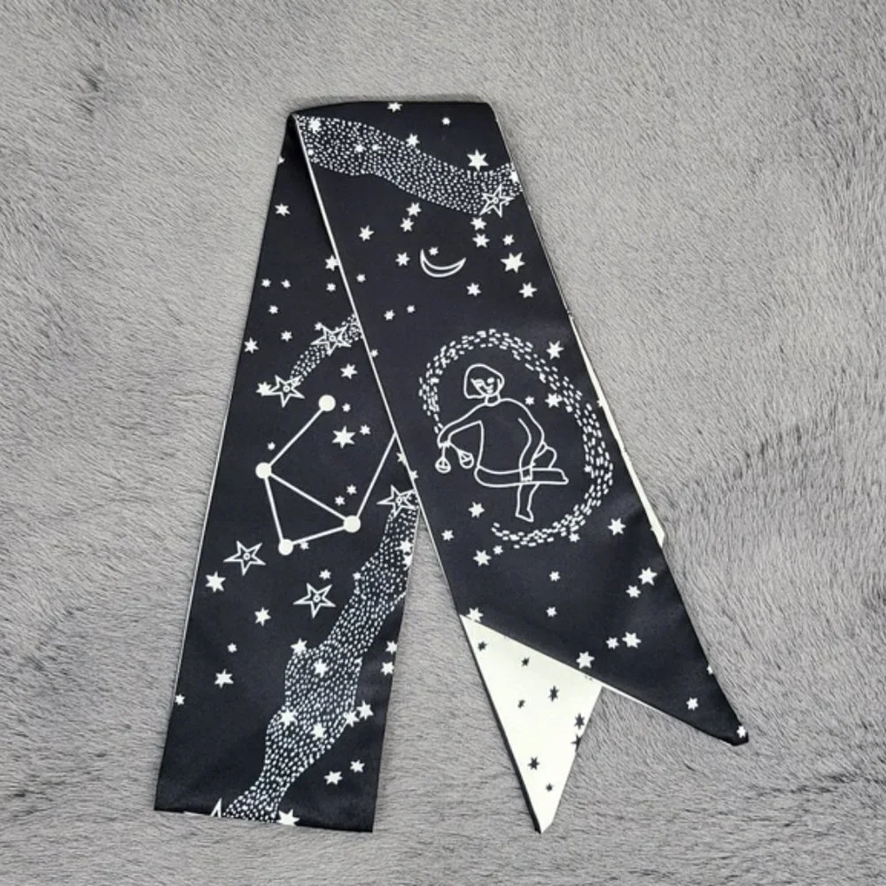 Libra Zodiac Sign Silk Twilly Scarf